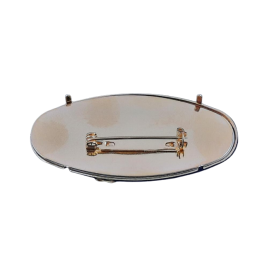 1 Set Brosche Oval groß lang 3-tlg Seidenmal FIMO goldfarbig 55 x 25 x 3,8mm - BR552538OVLAGO