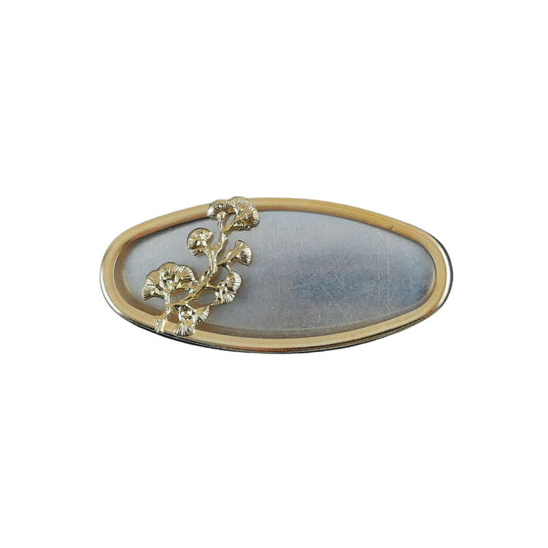 1 Set Brosche Oval groß lang 3-tlg Seidenmal FIMO goldfarbig 55 x 25 x 3,8mm - BR552538OVLAGO