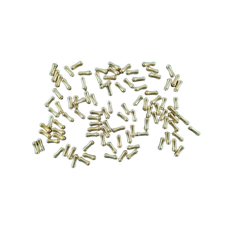 100 Stück Schützer Nadelschützer Endteile zum Einstecken Nadel 10,9 x 4,5mm Messing roh mit Gummi - SCHÜ10945MS