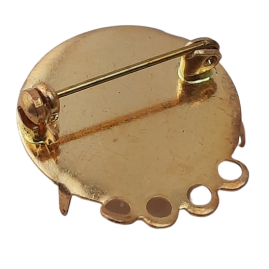 10 Stück Broschen Ø23mm 4x Loch 4x Krallen Nadel Platte rund Messing gebeizt - BR234LMSGB