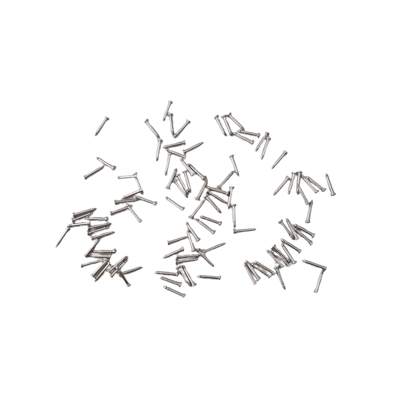 100 Stück Nägel 8 x 1,2mm mit Rille Messing R10 hellplatin silberfarbig - NA812MSR10