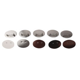 10 Stück Broschen 32,4 x 22,4 x 6,5mm ovale Platte Leistel Messing R-20 vernickelt silberfarbig - BR3222MSR20