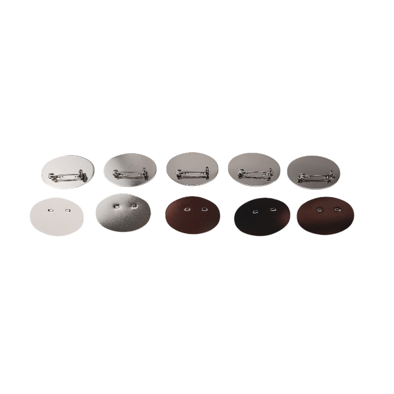 10 Stück Broschen 32,4 x 22,4 x 6,5mm ovale Platte Leistel Messing R-20 vernickelt silberfarbig - BR3222MSR20