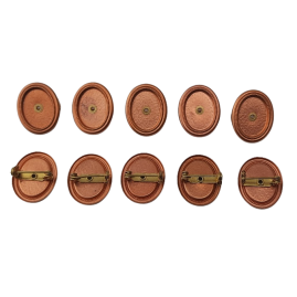10 Stück Broschen 24,4 x 19,6 x 7,6mm ovale Platte vertieft Leistel Messing roh - BR2419MS