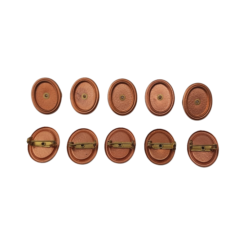 10 Stück Broschen 24,4 x 19,6 x 7,6mm ovale Platte vertieft Leistel Messing roh - BR2419MS