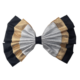 1 Stk Haarschleife schwarz gold silber mit Haarspange 180 x 100 x 30mm Eisen vernickelt - HASCHLSWGOSIFER20