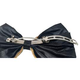 1 Stk Haarschleife schwarz gold silber mit Haarspange 180 x 100 x 30mm Eisen vernickelt - HASCHLSWGOSIFER20