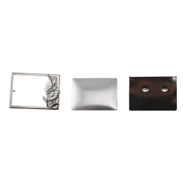 1 Set 3-tlg Brosche Rechteck groß Seidenmal 40 x 30 x 4,5mm Messing silberfarbig - BR403045REGRSI