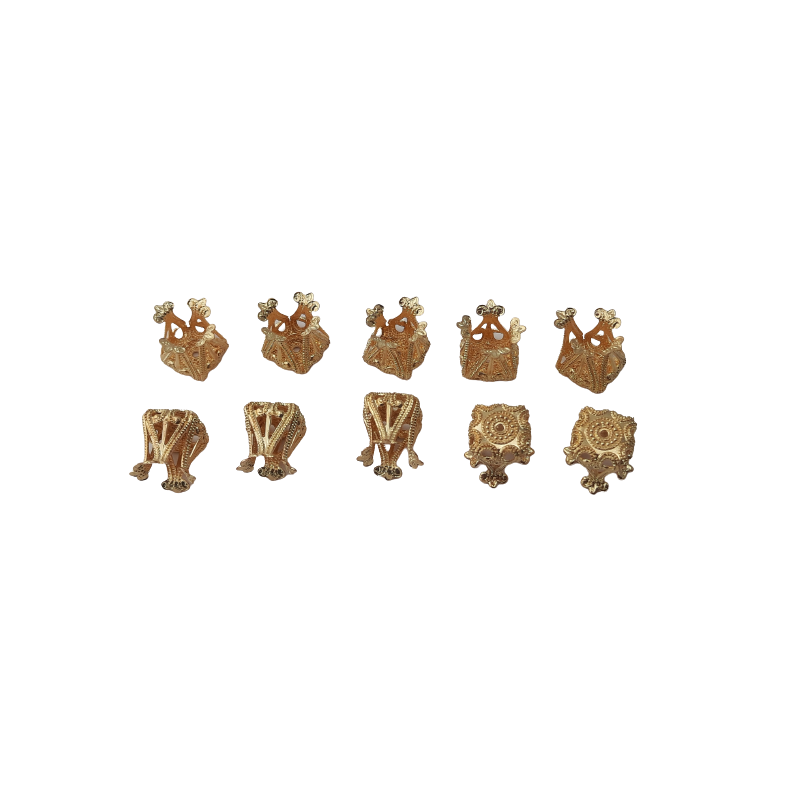 10 Stk Perlkappen 12 x 12 x 12mm Vasenform Loch 1,3mm Ms goldfarbig - PK121212MSGO