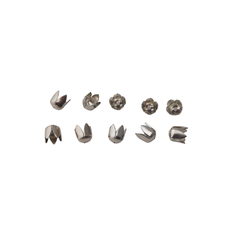 10 Stk Perlkappen Ø6mm x 6,5mm Loch 1,2mm Messing silberfarben - PK665MSSI