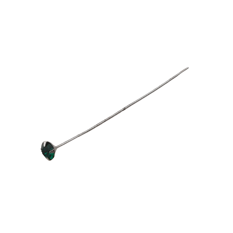 20 Stück Staubgefäße 38mm x Ø4mm Kristall Stein grün Messing Stift - STAUB38GN