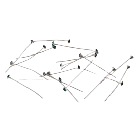 20 Stück Staubgefäße 38mm x Ø4mm Stein grün Messing Stift - STAUB38GN