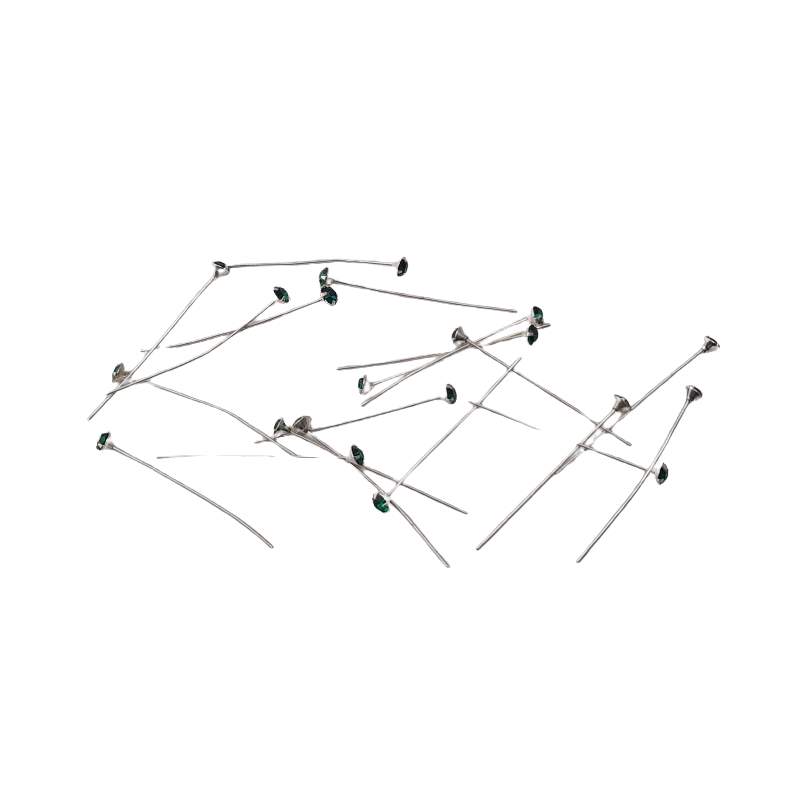 20 Stück Staubgefäße 38mm x Ø4mm Stein grün Messing Stift - STAUB38GN