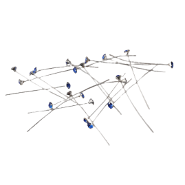 20 Stück Staubgefäße 38mm x Ø4mm Stein blau Messing Stift - STAUB38BL