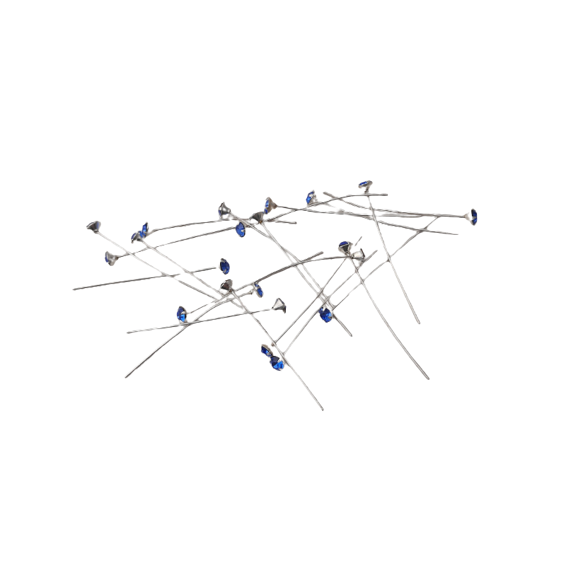 20 Stück Staubgefäße 38mm x Ø4mm Stein blau Messing Stift - STAUB38BL