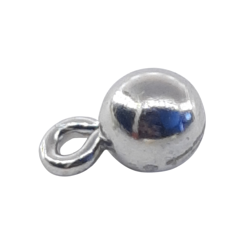 20 Stück Anhänger mit Kugel 6mm Länge 9,8mm Öse 1,2 x 4 x 1,7mm Messing vernickelt- ANH98612MSR20