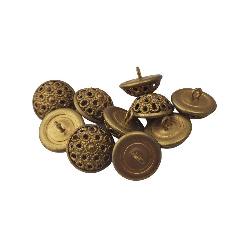 10 Stück Knöpfe Ø17,4mm Höhe 12,2mm Öse 2,7mm Tombak roh - KN174122TB